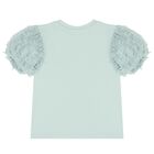 Girls Green Tulle Blouse, 2, hi-res
