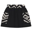 Girls Black Zig Zag Logo Skirt, 1, hi-res