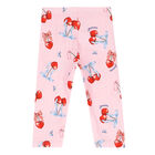Younger Girls Pink Cherry Leggings, 1, hi-res