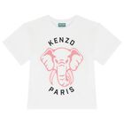 Girls White Elephant Logo T-Shirt, 1, hi-res
