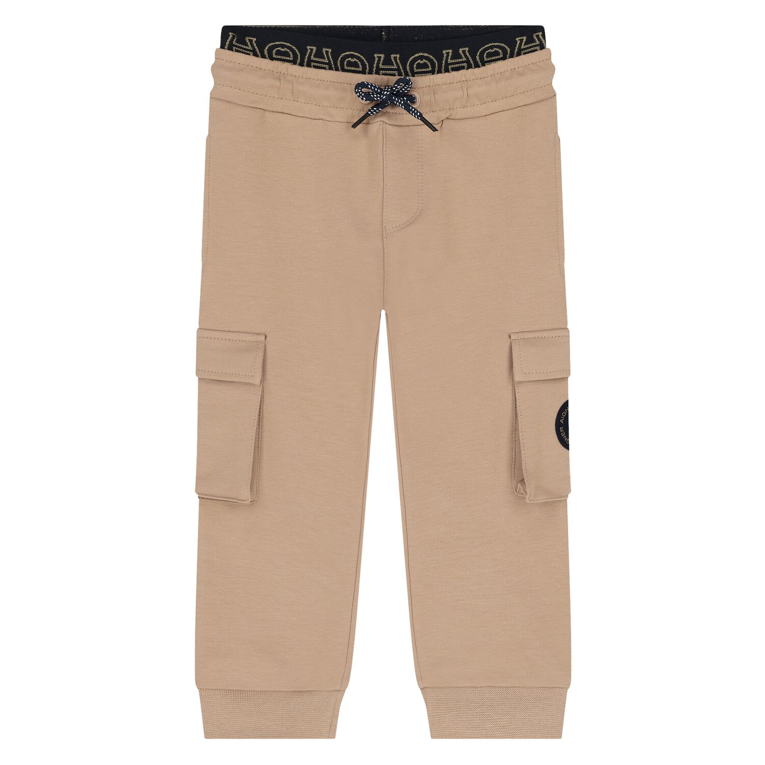 Younger Boys Beige Logo Joggers, 1, hi-res