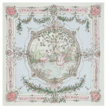 White & Blue Tapestry Swaddle Carré Baby Blanket