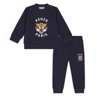 Younger Boys Navy Blue Tiger Tracksuit, 1, hi-res