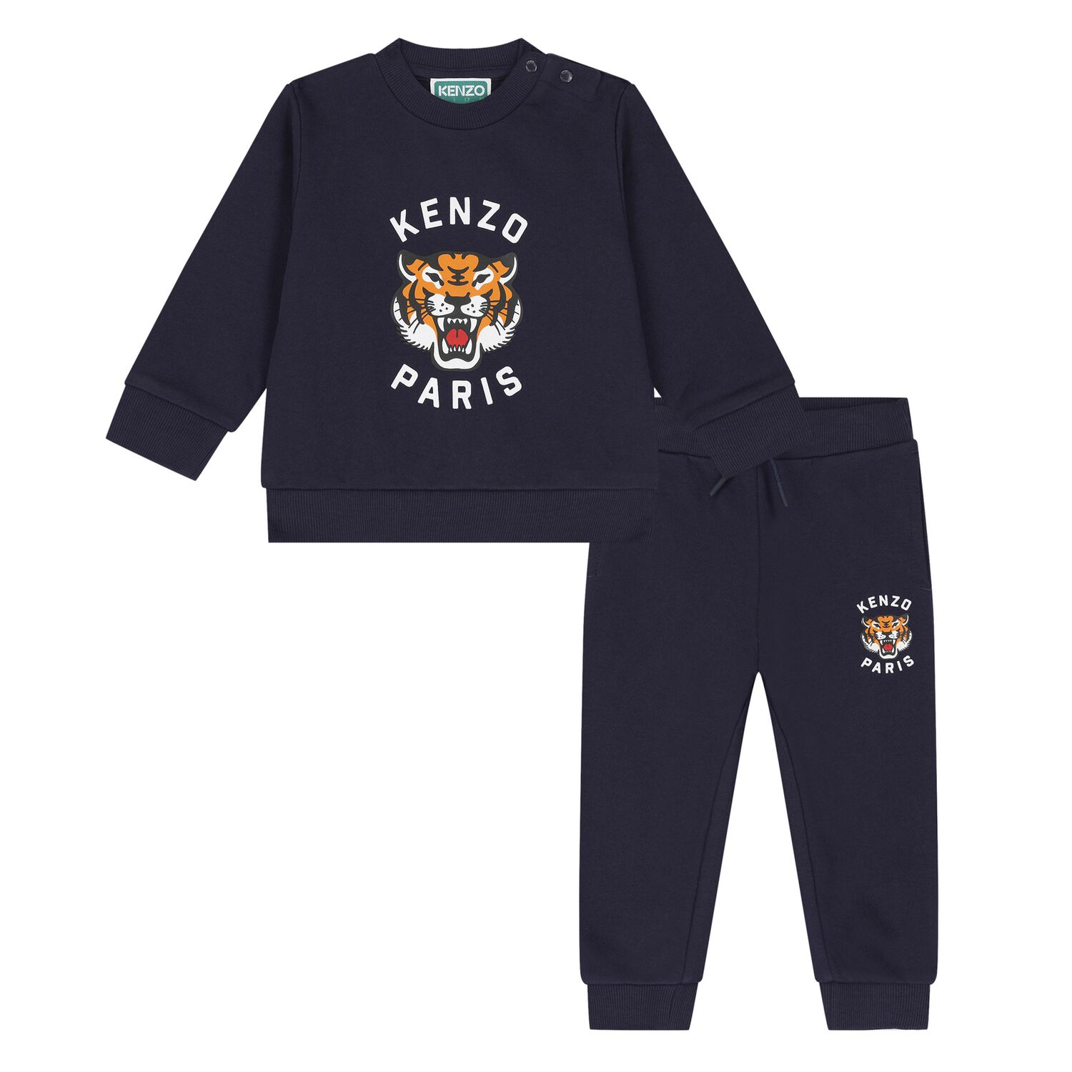 Younger Boys Navy Blue Tiger Tracksuit, 1, hi-res