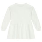 Girls Ivory Teddy Bear Logo Dress, 1, hi-res