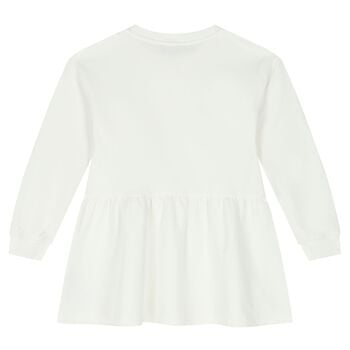 Girls Ivory Teddy Bear Logo Dress