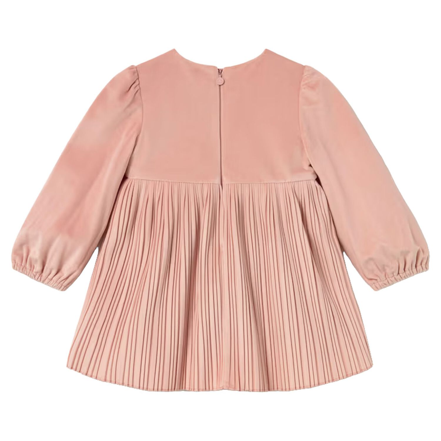 Younger Girls Pink Velvet Pleated Dress, 4, hi-res