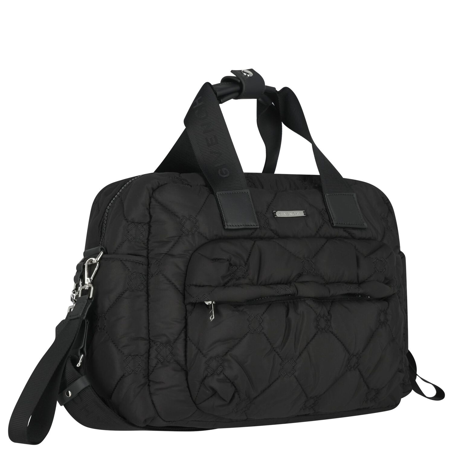 Black Logo Quilted Baby Changing Bag, 1, hi-res