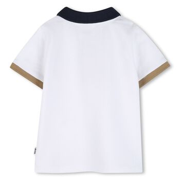 Younger Boys White Logo Polo Shirt