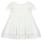 Baby Girls White Pleated Dress, 1, hi-res