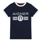Boys Navy Blue Logo T-Shirt, 3, hi-res