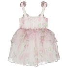 Girls Pink Foral Flared Dress, 1, hi-res