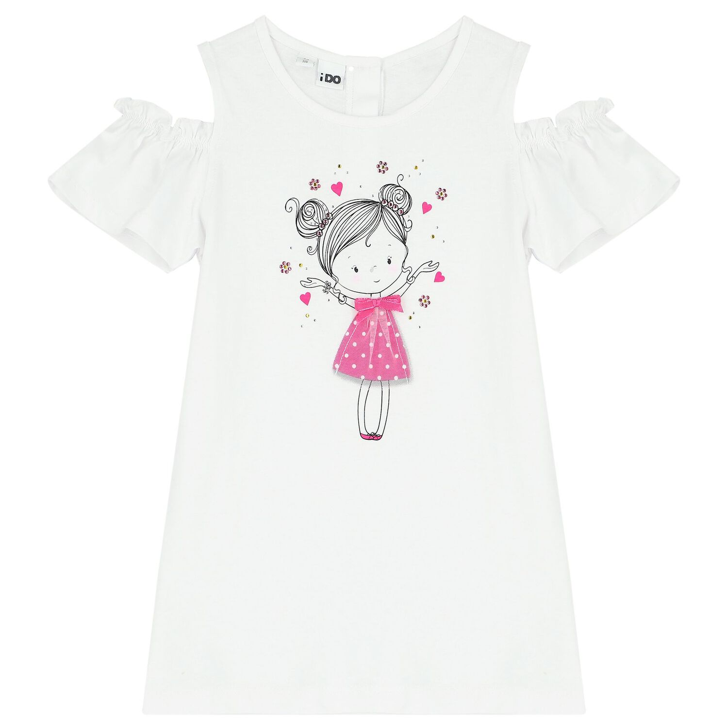 Girls White & Pink Shorts Set, 1, hi-res image number null
