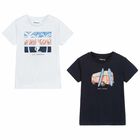 Boys White & Navy T-Shirt Set (2-Pack), 1, hi-res