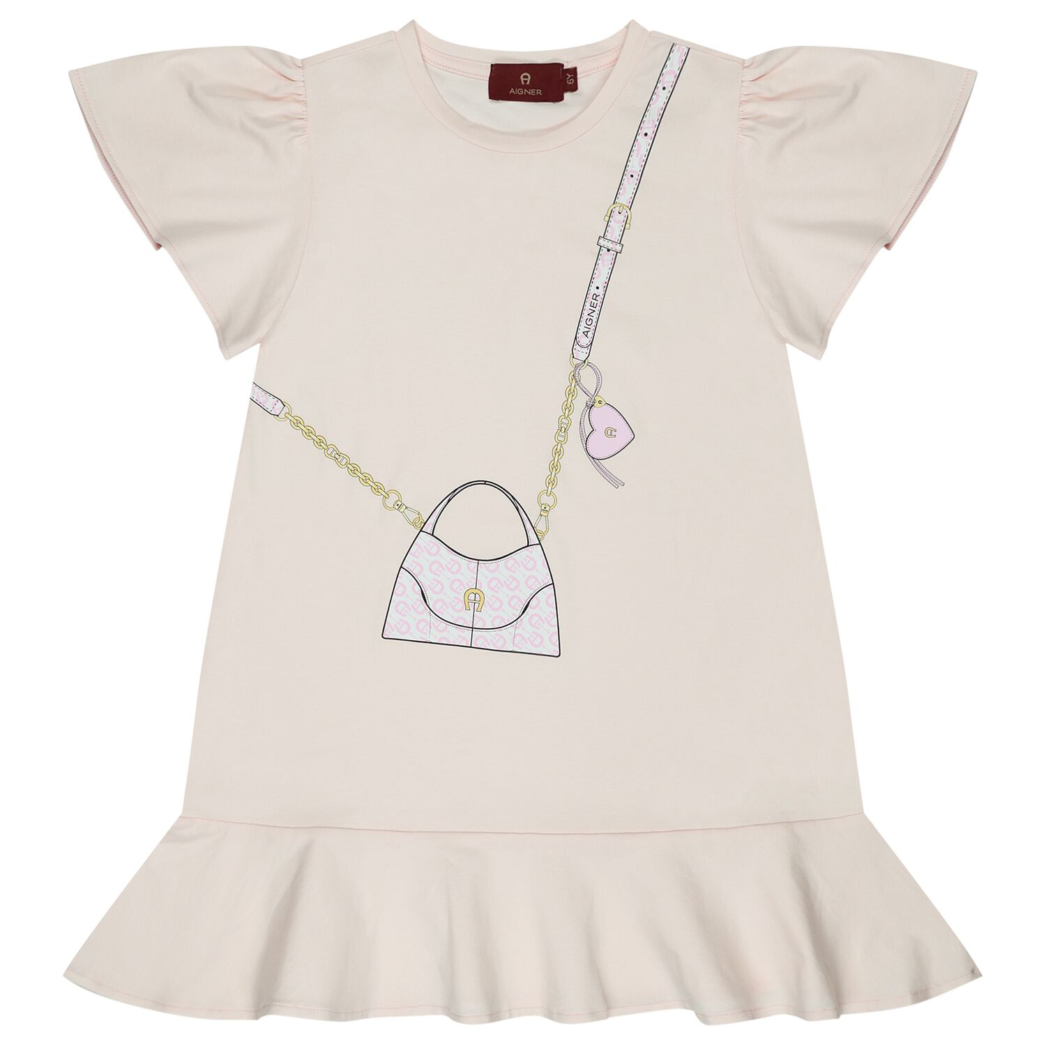 Girls Pink Bag Logo Dress, 2, hi-res