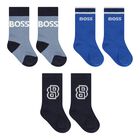 Baby Boys Blue Logo Socks ( 3-Pack ), 2, hi-res