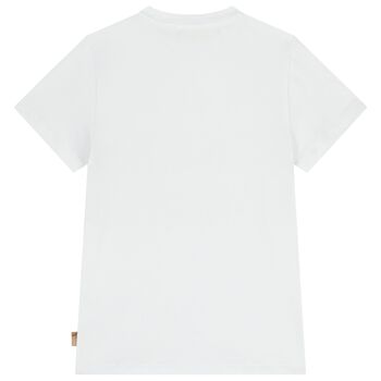 Boys White & Beige Geo Map T-Shirt