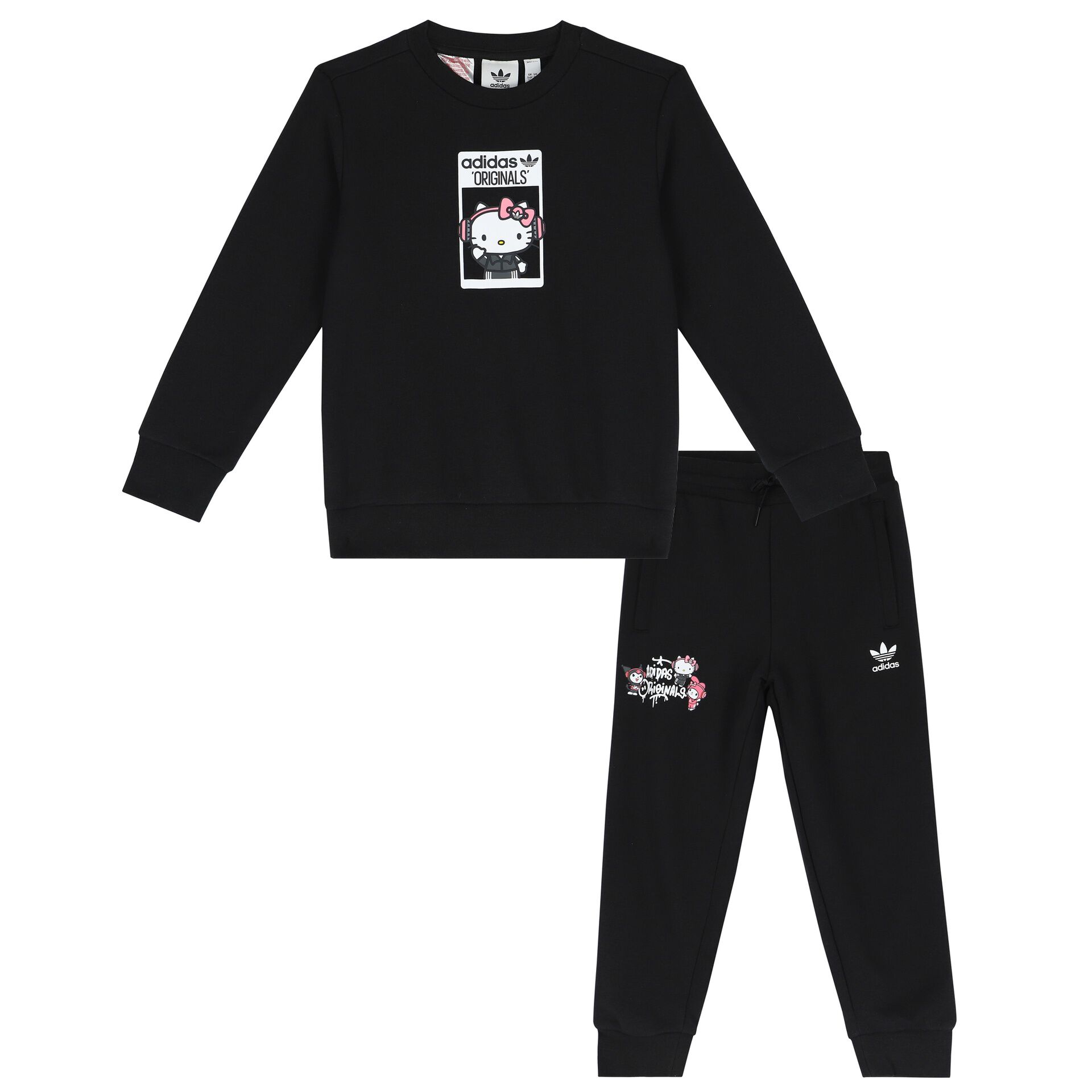 Adidas black and white tracksuit girls clearance