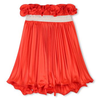 Girls Orange Logo Ruffled Skirt