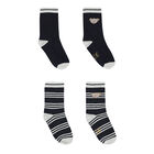 Boys Grey & Navy Teddy Socks ( 2-Pack ), 1, hi-res