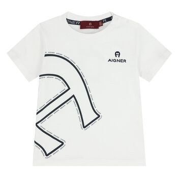 Younger Boys White Logo T-Shirt 