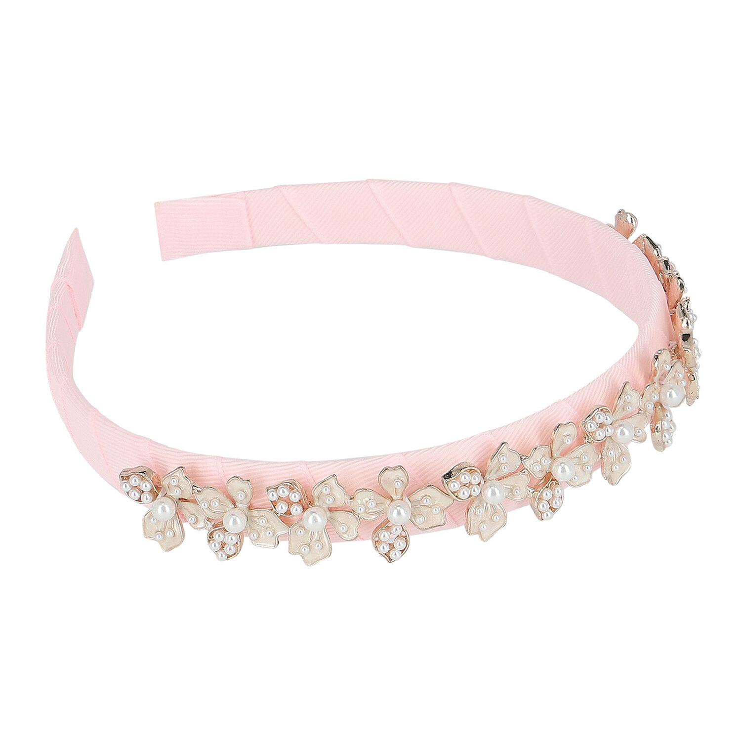 Girls Pink Velvet Embellished Headband, 1, hi-res image number null
