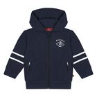 Younger Boys Navy Blue Logo Hooded Zip Up Top, 1, hi-res