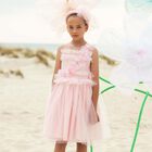 Girls Pink Tulle Special Occasion Dress, 1, hi-res