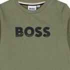 Younger Boys Green Logo Long Sleeve Top, 3, hi-res