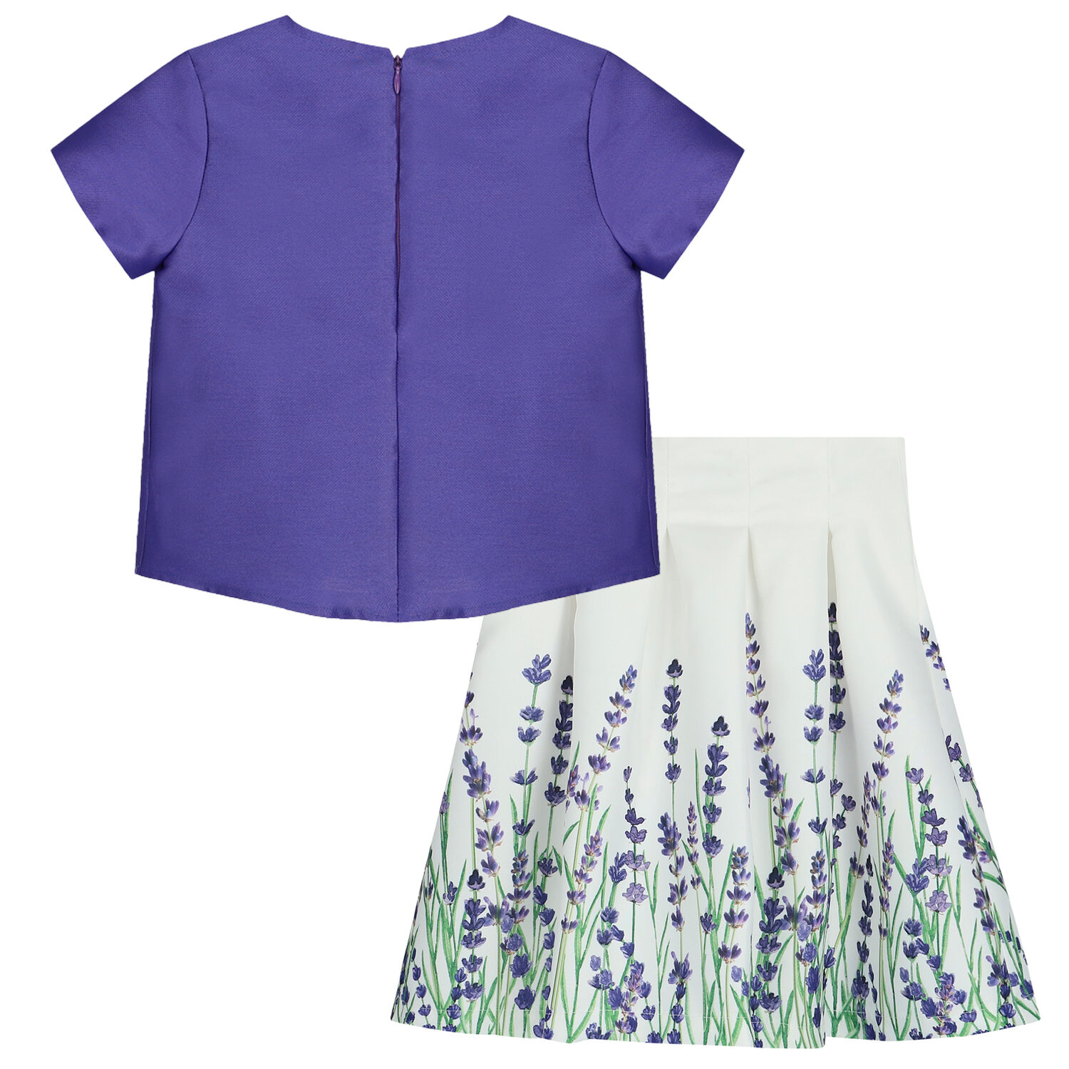 Girls Purple & Ivory Floral Skirt Set, 1, hi-res