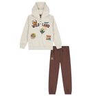 Boys Beige Hooded Tracksuit, 1, hi-res