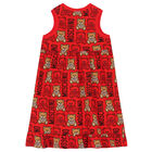 Girls Red Teddy Logo Dress, 2, hi-res