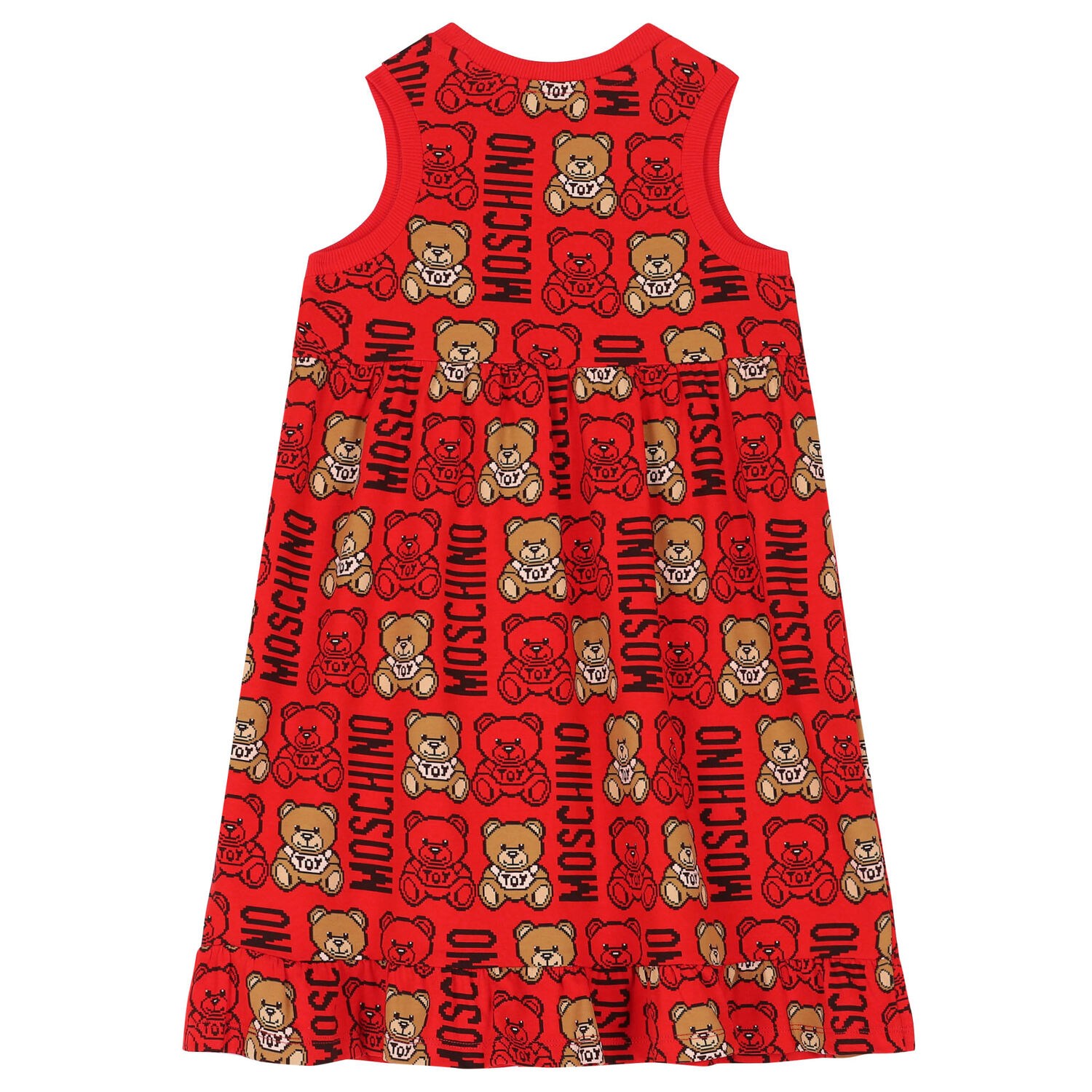 Girls Red Teddy Logo Dress, 2, hi-res