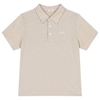 Boys Beige Logo Polo Shirt