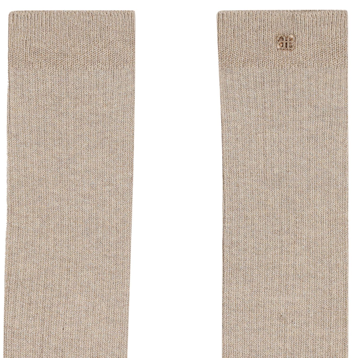 Girls Beige Knit Knee High Socks, 1, hi-res