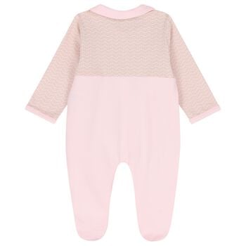 Baby Girls Pink & Gold Logo Babygrow
