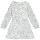 Girls Silver & White Chiffon Dress, 1, hi-res