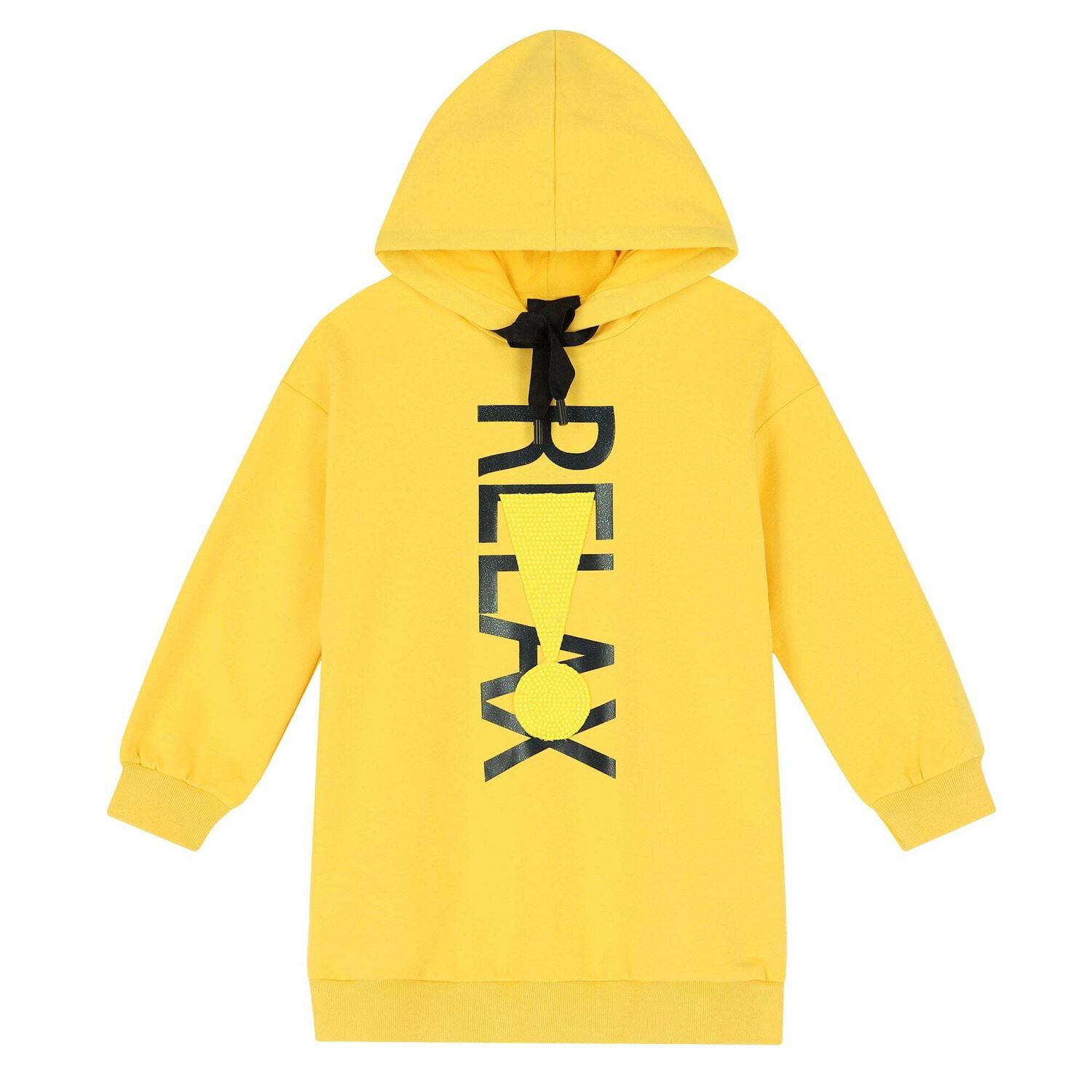 Girls Yellow Sweatshirt Dress, 1, hi-res image number null