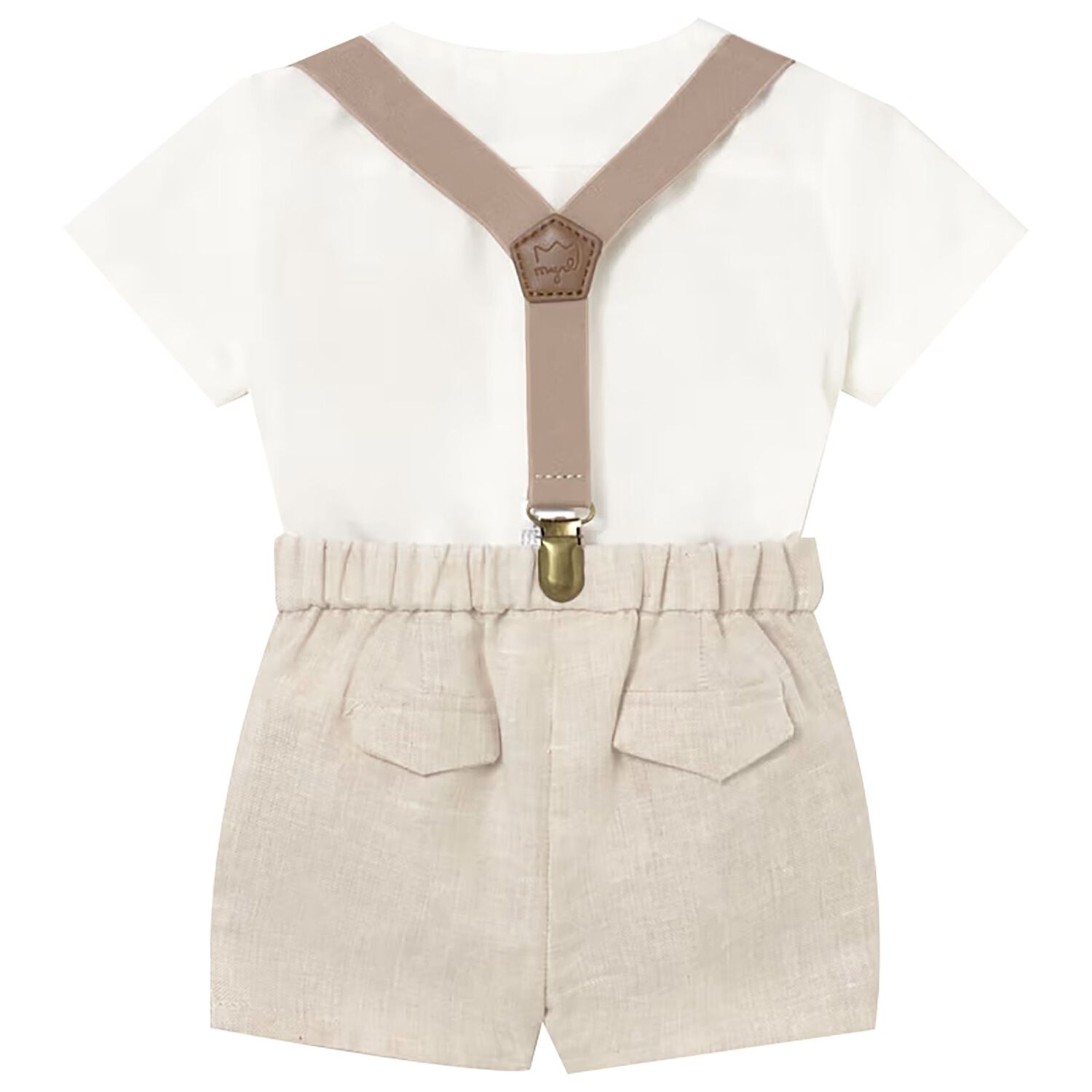 Baby Boys Ivory & Beige Shorts Set, 2, hi-res