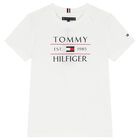 Boys White Flag Logo Cotton T-Shirt, 4, hi-res