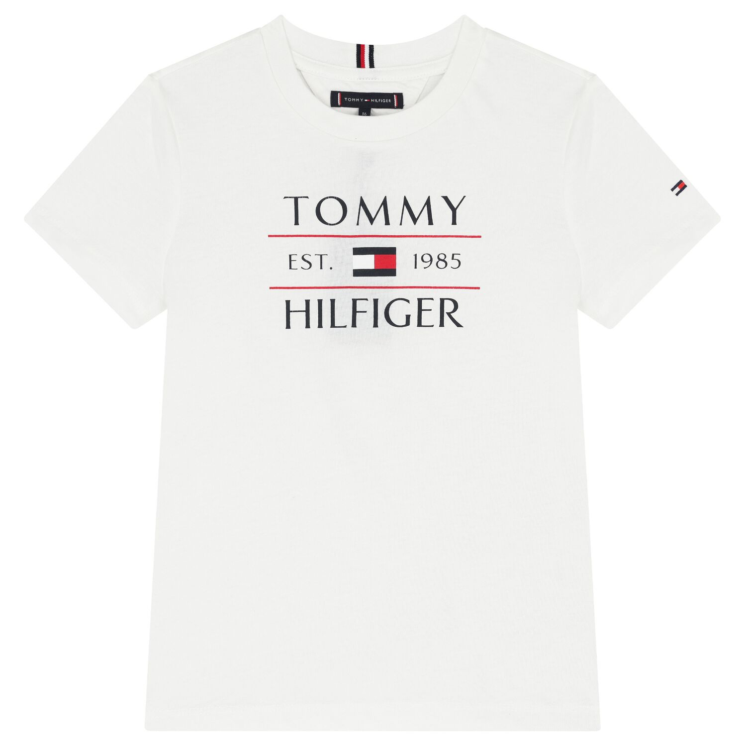 Boys White Flag Logo Cotton T-Shirt, 4, hi-res