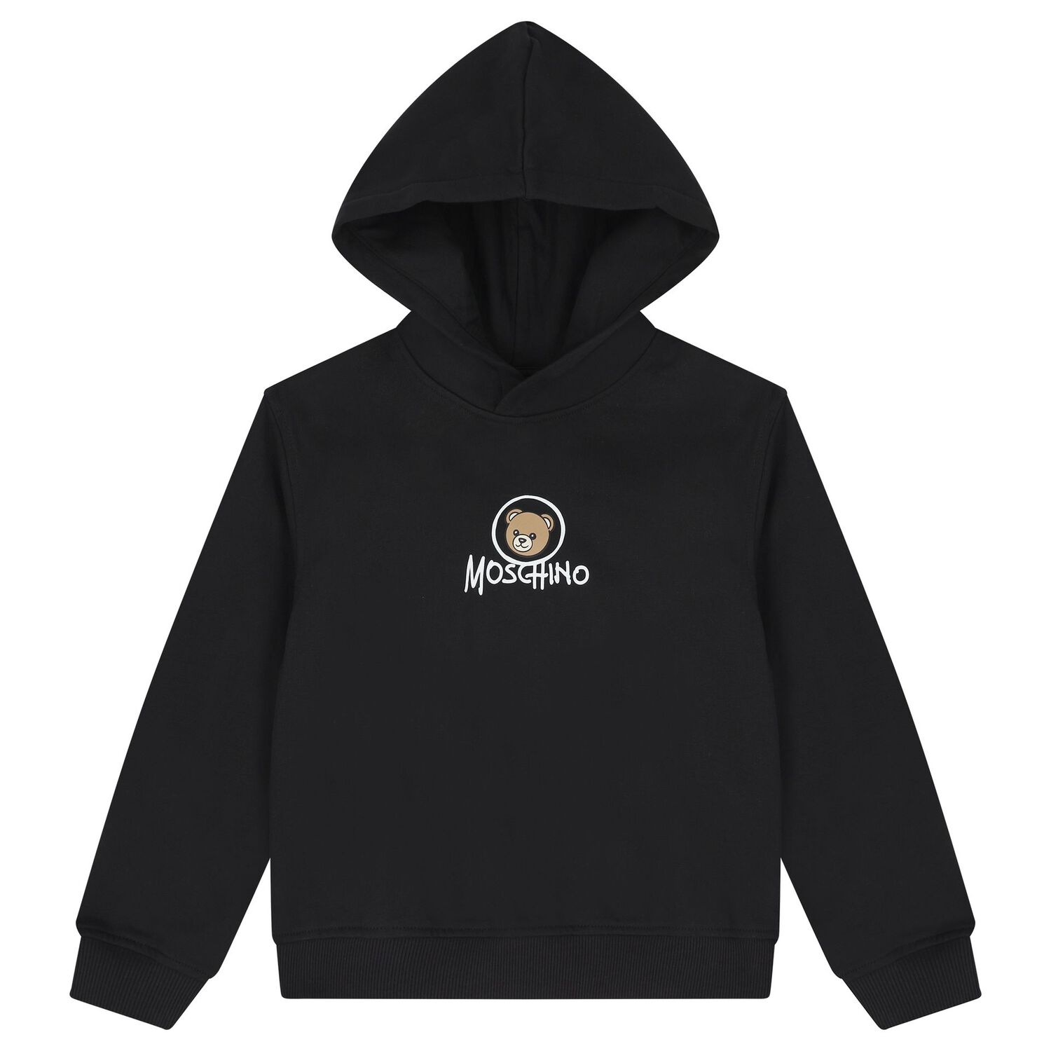 Black Teddy Bear Logo Hooded Top, 1, hi-res