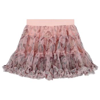 Girls Beige & Gold Tule Skirt