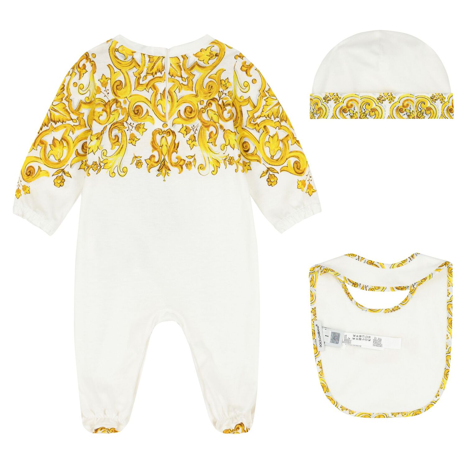 Baby Girls White & Yellow Majolica Babygrow Gift Set, 1, hi-res image number null