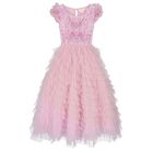 Girls Pink & Lilac Floral Embellished Tulle Dress, 1, hi-res