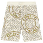 Boys Ivory & Beige Logo Shorts, 1, hi-res
