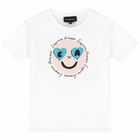 Girls White Logo T-Shirt, 1, hi-res