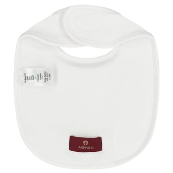 White Teddy Bear Logo Baby Bib