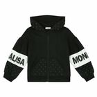 Girls Black Embellished Hooded Top, 1, hi-res