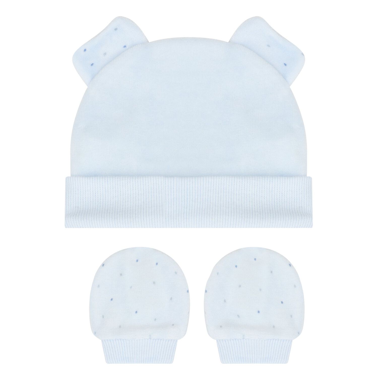 Baby Boys Blue Hat & Mitten Set, 1, hi-res